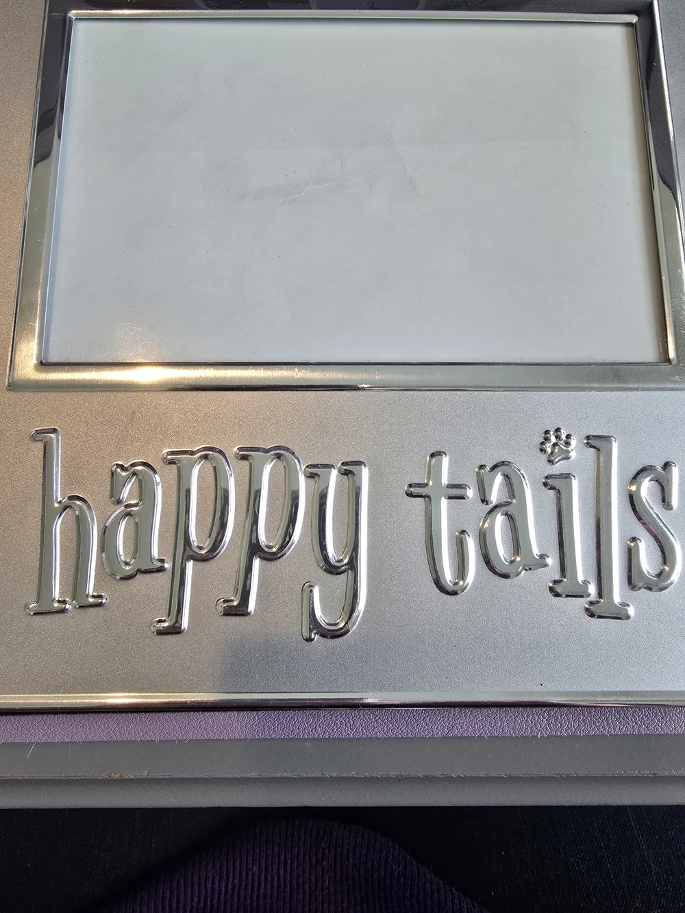 Happy Tails Metallic Photo Frame - Silver, New